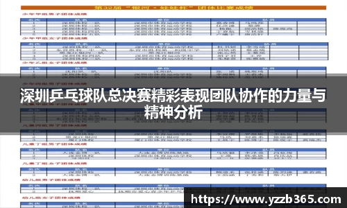 深圳乒乓球队总决赛精彩表现团队协作的力量与精神分析